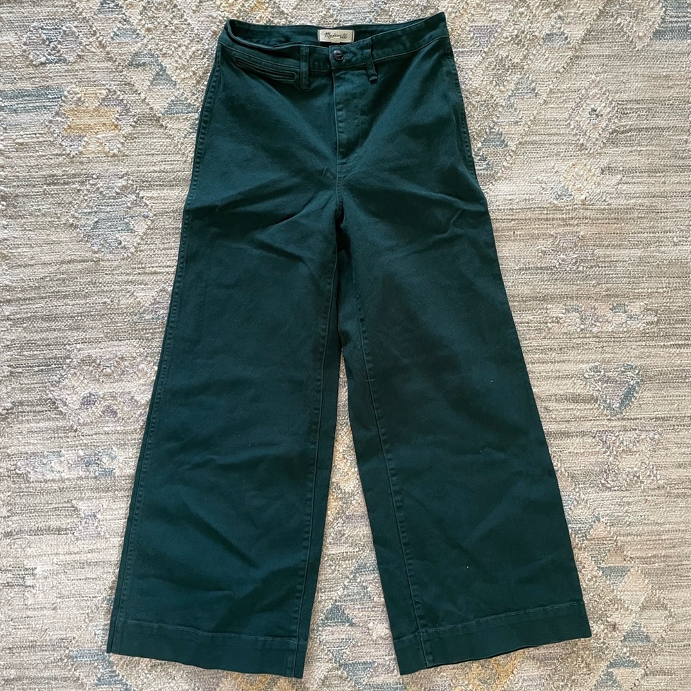 Madewell wide leg green denim pant
